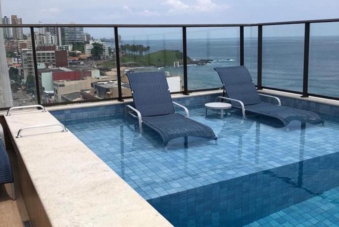 Apartamento Smart Farol Da Barra - Vista Mar Com Varanda Arejada Salvador de Bahía Exterior foto